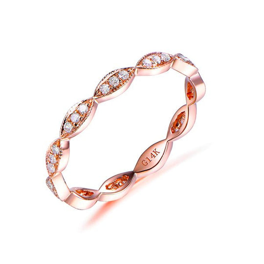 Milgrain Marquise Triple-Stone Art Deco Diamond Eternity Wedding Band