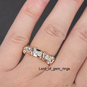 Moissanite Cross Ring Full Eternity Birthstone Band 14K Rose Gold - Lord of Gem Rings