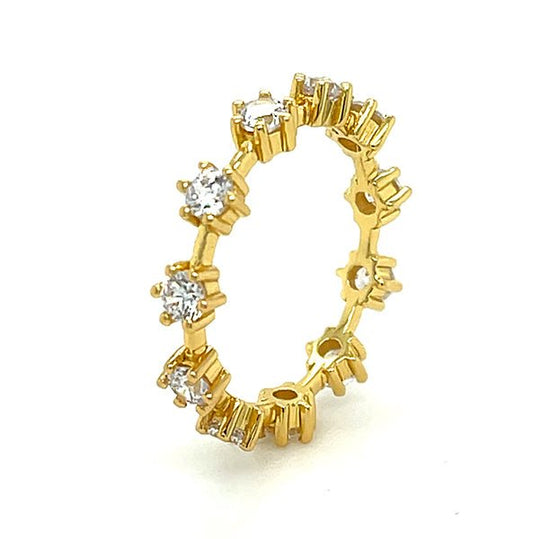 Moissanite Eternity Wedding Ring Matching Band, 14K Gold/Silver