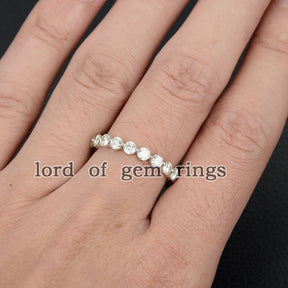 Moissanite Floating Full Eternity Wedding Band 14K White Gold-3mm Round - Lord of Gem Rings