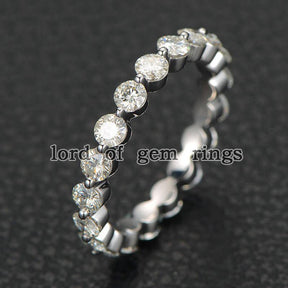 Moissanite Floating Full Eternity Wedding Band 14K White Gold-3mm Round - Lord of Gem Rings