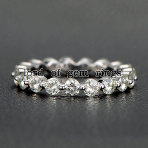 Moissanite Floating Full Eternity Wedding Band 14K White Gold-3mm Round - Lord of Gem Rings