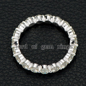 Moissanite Floating Full Eternity Wedding Band 14K White Gold-3mm Round - Lord of Gem Rings