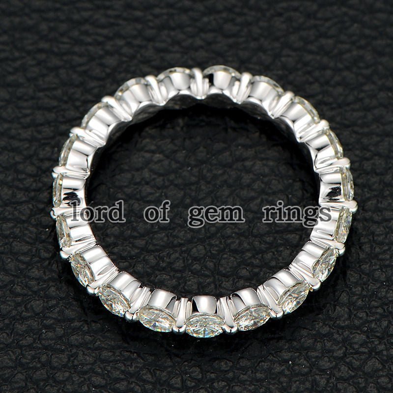 Moissanite Floating Full Eternity Wedding Band 14K White Gold-3mm Round - Lord of Gem Rings