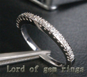 Moissanite Half Eternity Wedding Band 14k White Gold - Lord of Gem Rings