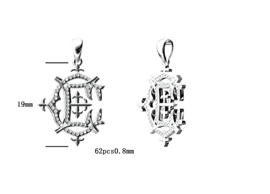 Moissanite Sterling Silver Pendant EC 19mm