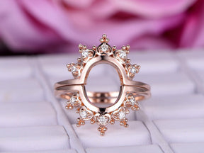 Moissanite Tiara Heart Ring Guard 14K Rose Gold - Lord of Gem Rings