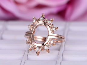 Moissanite Tiara Heart Ring Guard 14K Rose Gold - Lord of Gem Rings