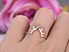 Moissanite Tiara Wedding Ring 14K Rose Gold - Lord of Gem Rings