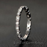 Moissanite Wedding Band Full Eternity Anniversary Ring with Milgrain - Lord of Gem Rings