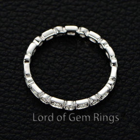 Moissanite Wedding Band Full Eternity Anniversary Ring with Milgrain - Lord of Gem Rings