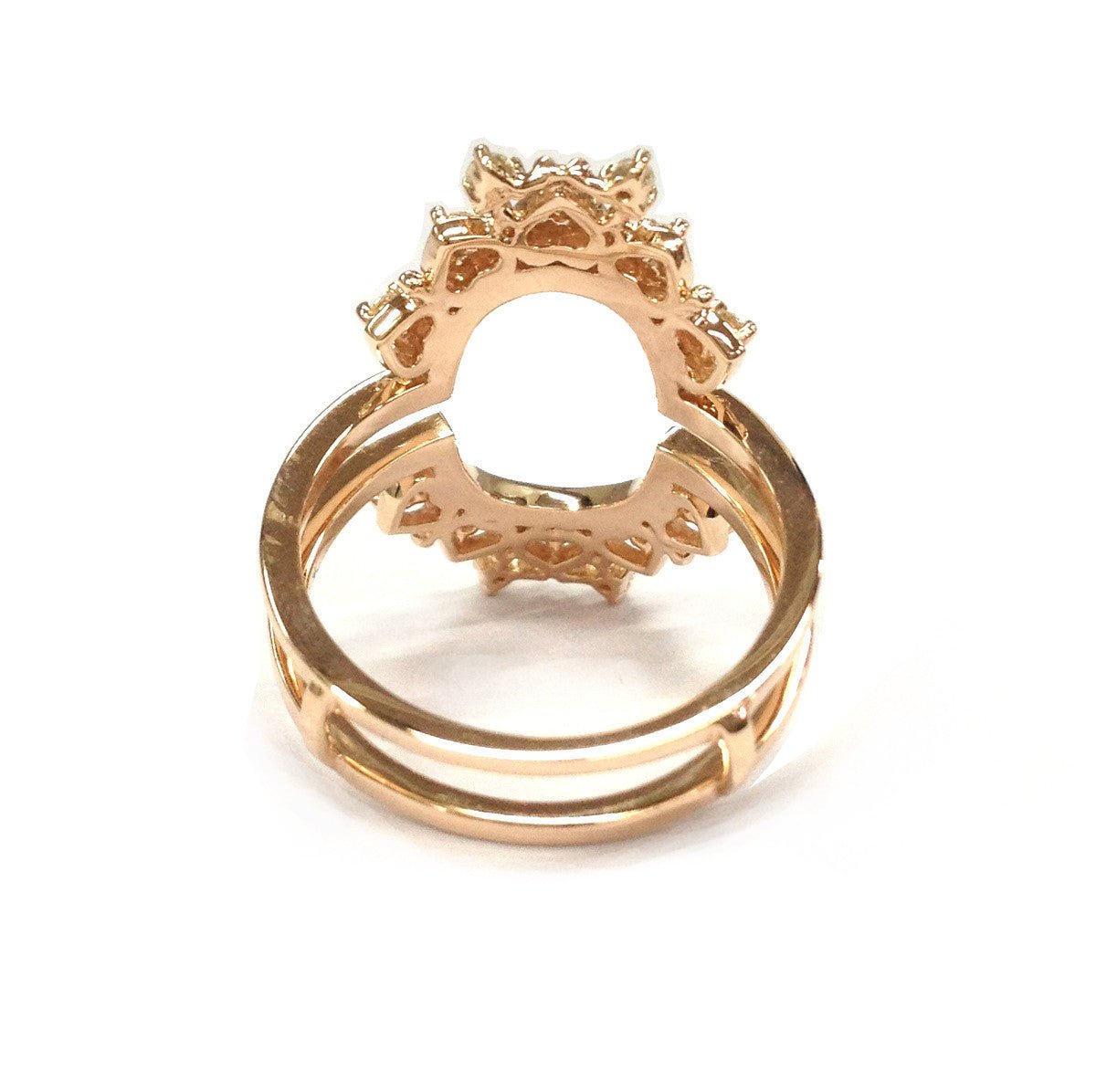 Moissanite Wedding Band Tiara Ring Guard 14k Rose Gold - Lord of Gem Rings