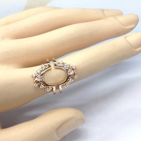 Moissanite Wedding Band Tiara Ring Guard 14k Rose Gold - Lord of Gem Rings