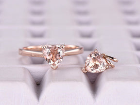 Morganite Heart Solitaire Ring 14K Rose Gold - Lord of Gem Rings