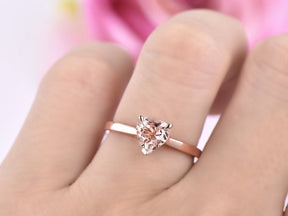 Morganite Heart Solitaire Ring 14K Rose Gold - Lord of Gem Rings