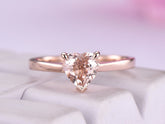 Morganite Heart Solitaire Ring 14K Rose Gold - Lord of Gem Rings