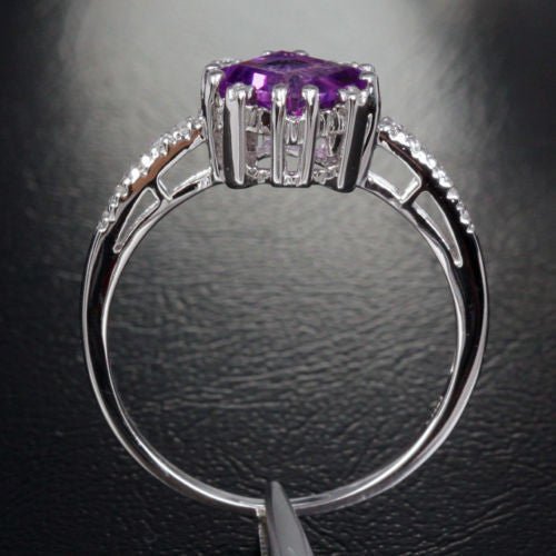 Multi-Prong Set Princess Amethyst Diamond Engagement Ring - Lord of Gem Rings