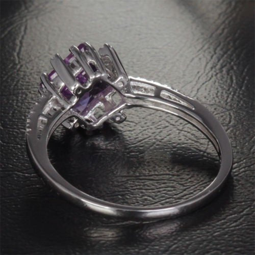Multi-Prong Set Princess Amethyst Diamond Engagement Ring - Lord of Gem Rings