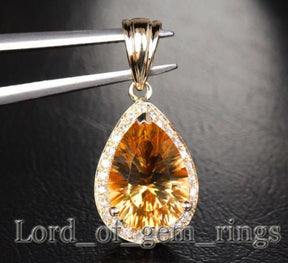 Natural 3.60ct Citrine 14k Gold .26ctw SI H Diamonds Pendant For Necklace - Lord of Gem Rings
