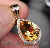 Natural 3.60ct Citrine 14k Gold .26ctw SI H Diamonds Pendant For Necklace - Lord of Gem Rings
