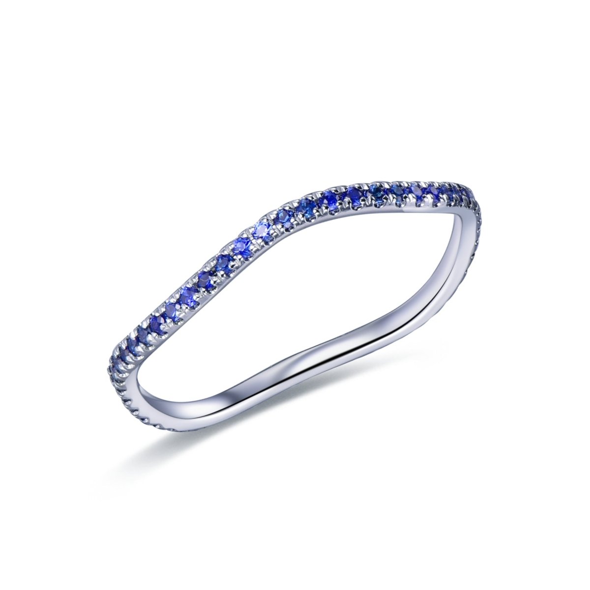 Natural Blue Sapphire Cruved Full Eternity September Birthstone Band - Lord of Gem Rings