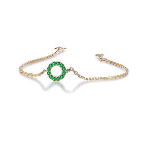 Natural Emerald Circle Bracelet 14K Yellow Gold, 6.5" - Lord of Gem Rings