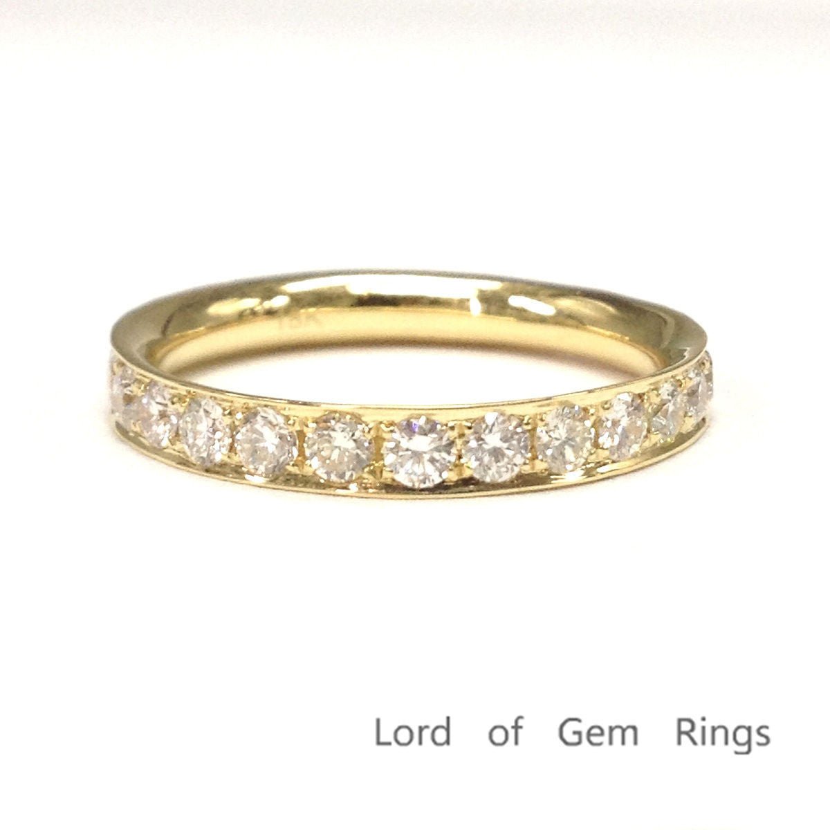 Natural Full Cut Diamond Wedding Band Full Eternity 18K Yellow Gold - Lord of Gem Rings