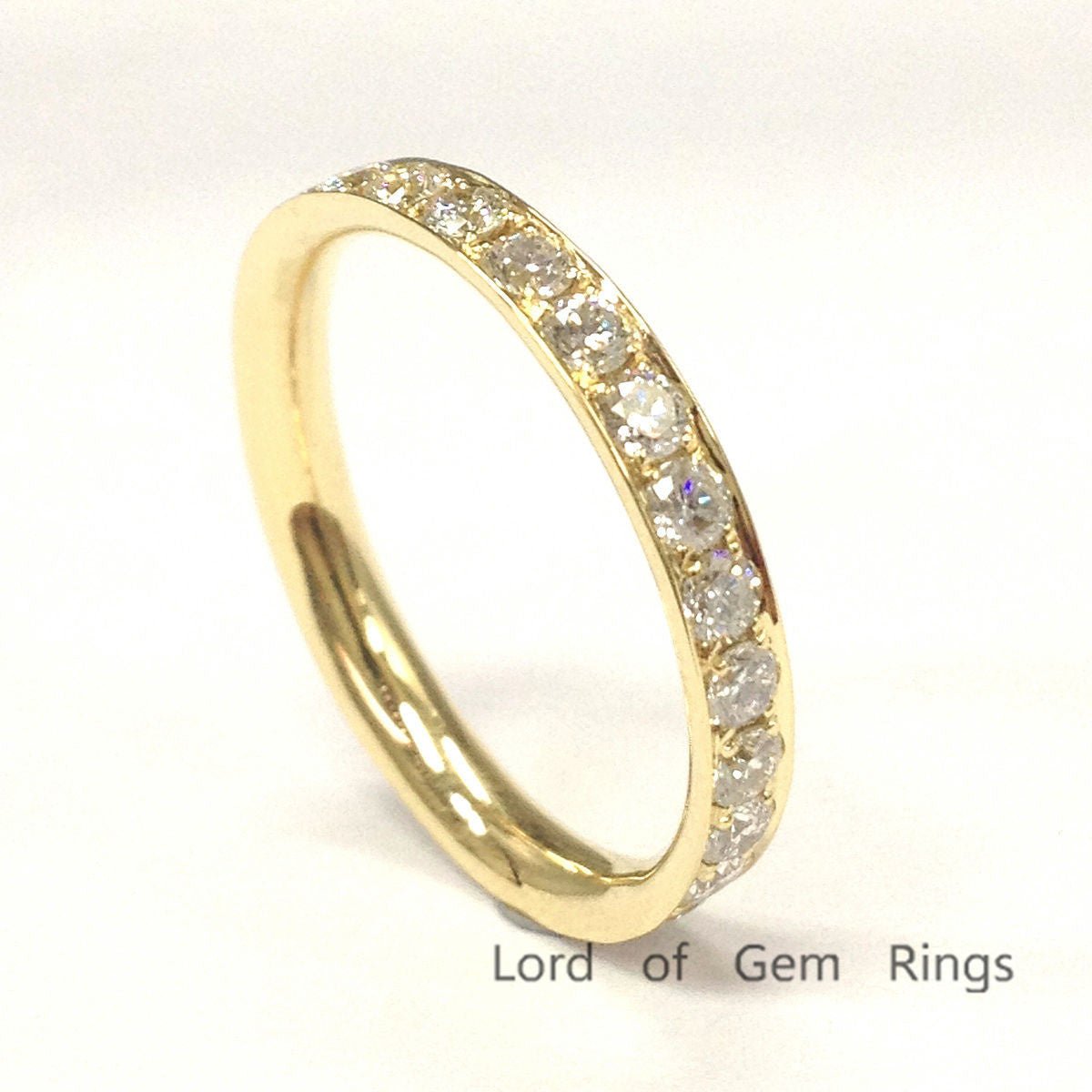 Natural Full Cut Diamond Wedding Band Full Eternity 18K Yellow Gold - Lord of Gem Rings