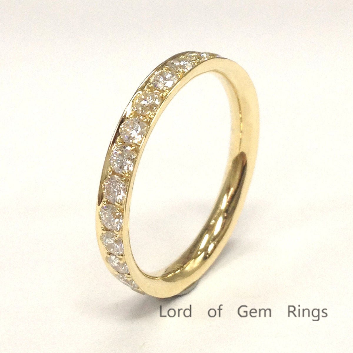 Natural Full Cut Diamond Wedding Band Full Eternity 18K Yellow Gold - Lord of Gem Rings