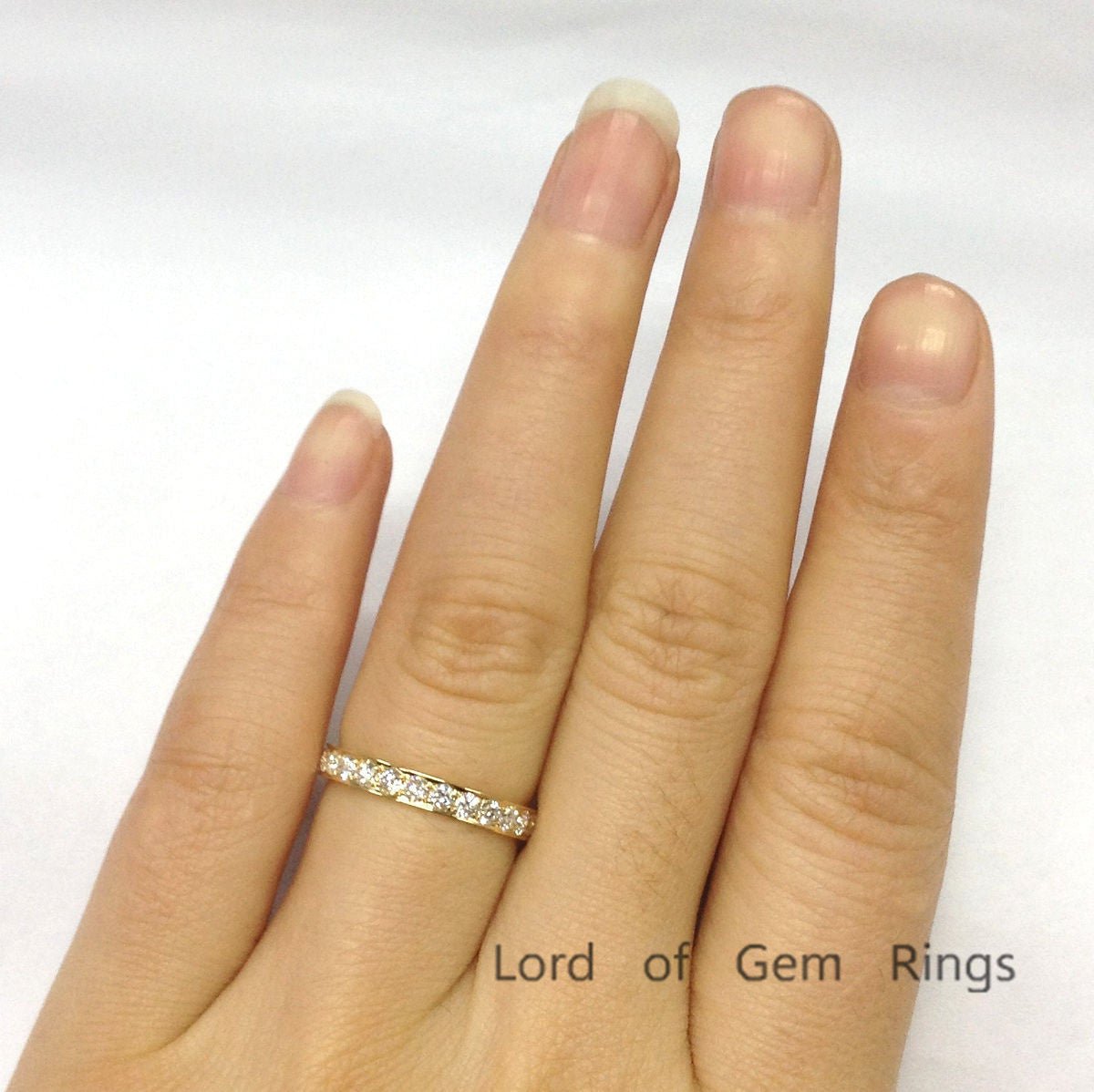 Natural Full Cut Diamond Wedding Band Full Eternity 18K Yellow Gold - Lord of Gem Rings