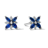 Natural Marquise Sapphire Diamond Stud Earrings 14K White Gold - Lord of Gem Rings