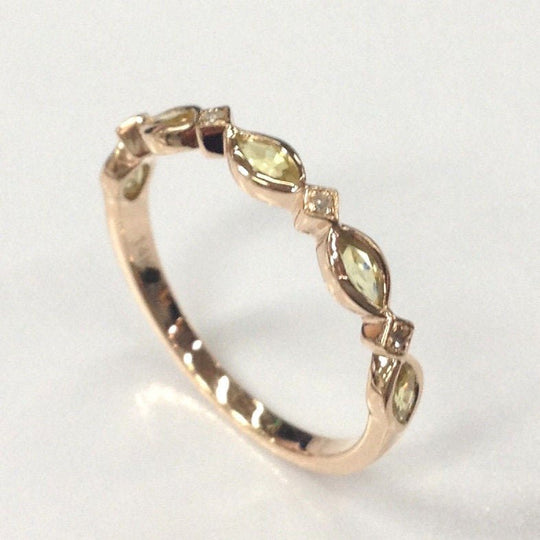 Natural Marquise Yellow Sapphire Diamond September Birthstone Band