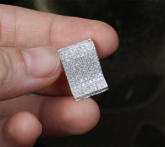 Natural Round Cut 1.32ct Diamonds Solid 14k White Gold Pave Pendant For Necklace