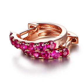 Natural Ruby Stud Earrings 18K Rose Gold - Lord of Gem Rings