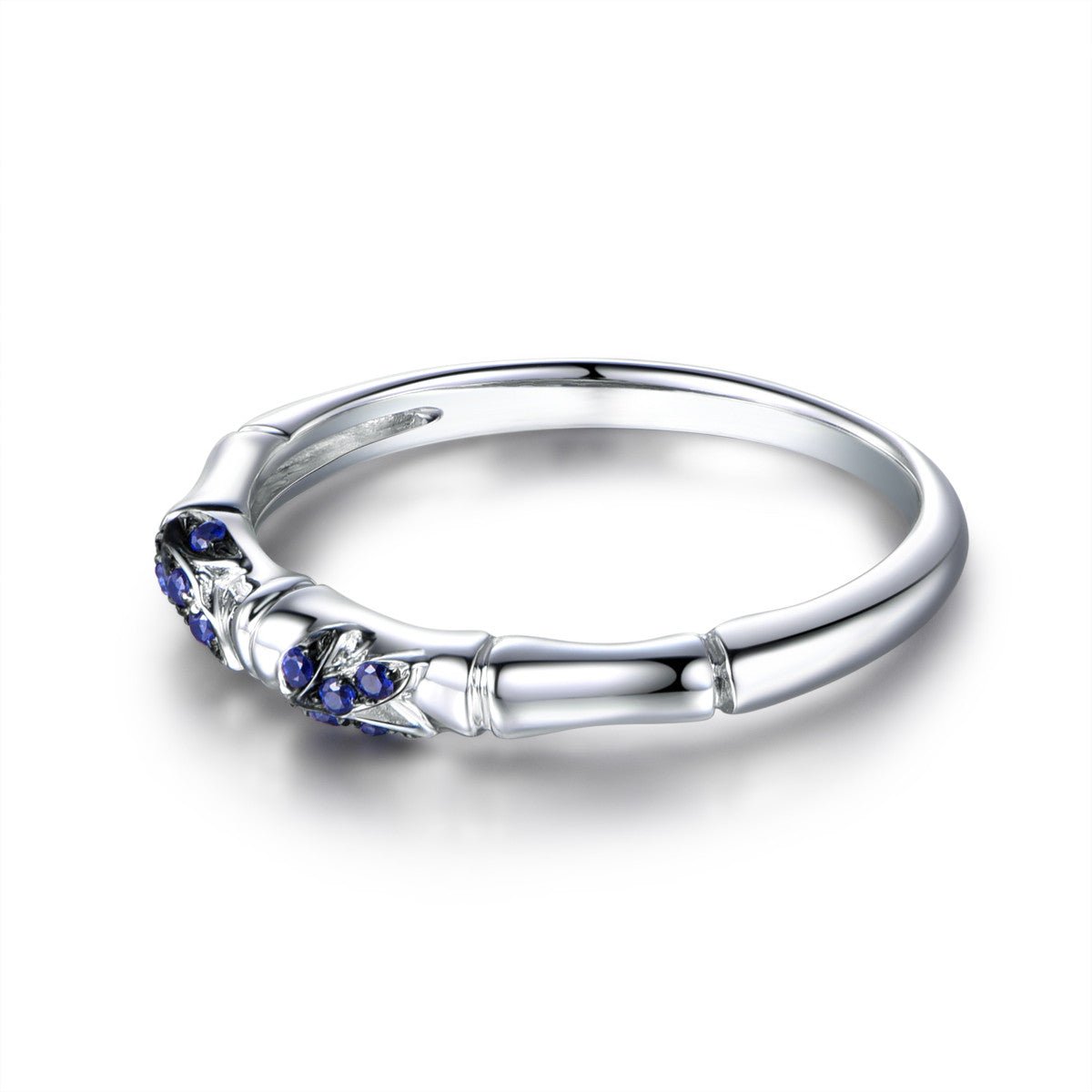 Natural Sapphire Bamboo Leaf September Birthstone Band - Lord of Gem Rings