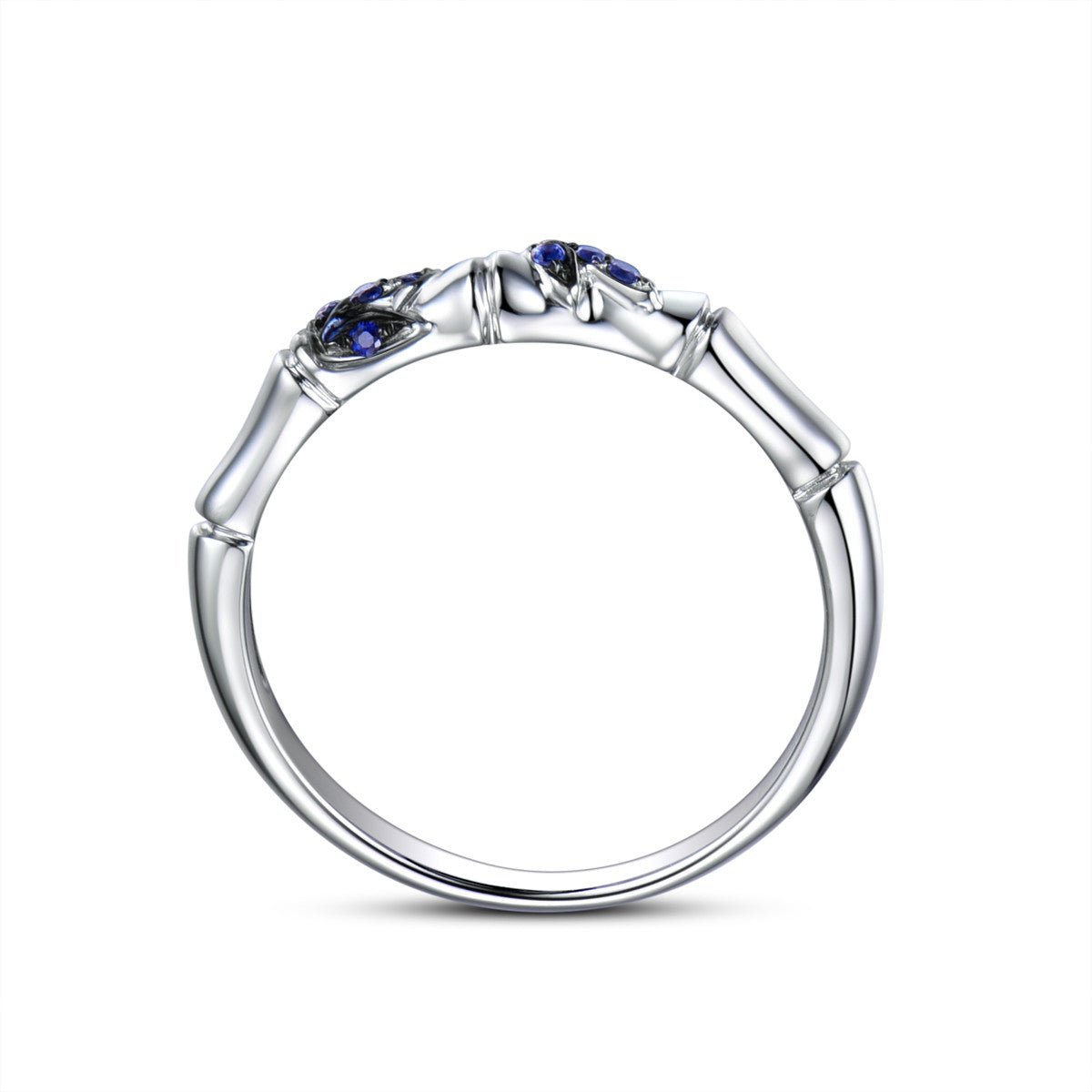 Natural Sapphire Bamboo Leaf September Birthstone Band - Lord of Gem Rings