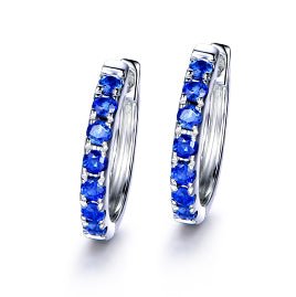 Natural Sapphire Stud Earrings 18K White Gold - Lord of Gem Rings