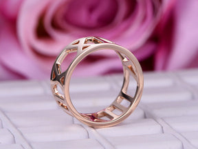 Number Wedding Band Eternity Anniversary Ring 18K Rose Gold - Lord of Gem Rings