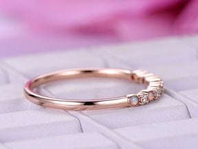 Opal & Diamond Wedding Band Anniversary Ring 14K Rose Gold - Lord of Gem Rings
