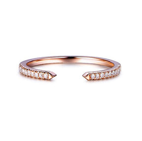 Open-End Pave Diamond Wedding Band Half Eternity Anniversary Ring 14K Rose Gold - Lord of Gem Rings