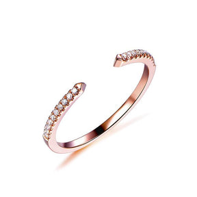 Open-End Pave Diamond Wedding Band Half Eternity Anniversary Ring 14K Rose Gold - Lord of Gem Rings