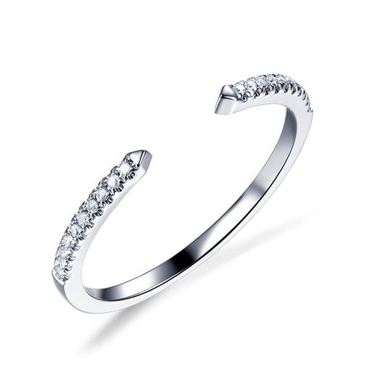 Open-End Pavé Set Diamond Half Eternity Wedding Band 14k White Gold