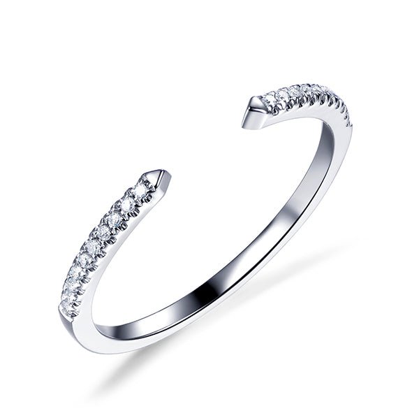 Open-End Pavé Set Diamond Half Eternity Wedding Band 14k White Gold - Lord of Gem Rings