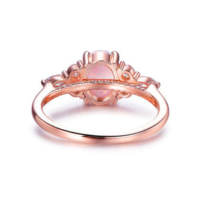 Oval Africa Opal Trio Accents Ring Rose Gold - Lord of Gem Rings