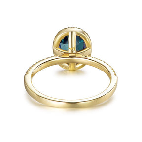 Oval Alexandrite Ring Head Raised Diamond Halo 14K Yellow Gold - Lord of Gem Rings