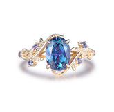 Oval Alexandrite Vine Ring 14K Yellow Gold - Lord of Gem Rings