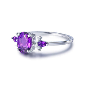 Oval Amethyst Moissanite Leaf Ring 14K Gold - Lord of Gem Rings