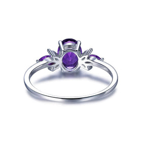 Oval Amethyst Moissanite Leaf Ring 14K Gold - Lord of Gem Rings