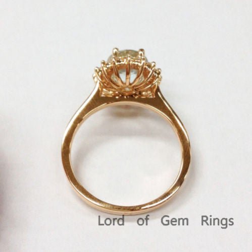 Oval Aquamarine Diana Princess Ring Set 14K Rose Gold - Lord of Gem Rings