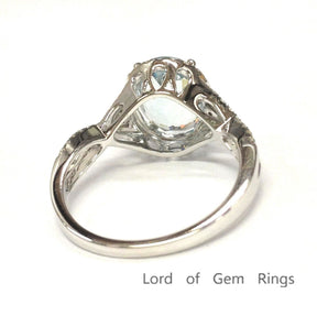 Oval Aquamarine Infinite Love Ring Diamond Accents 14K White Gold - Lord of Gem Rings